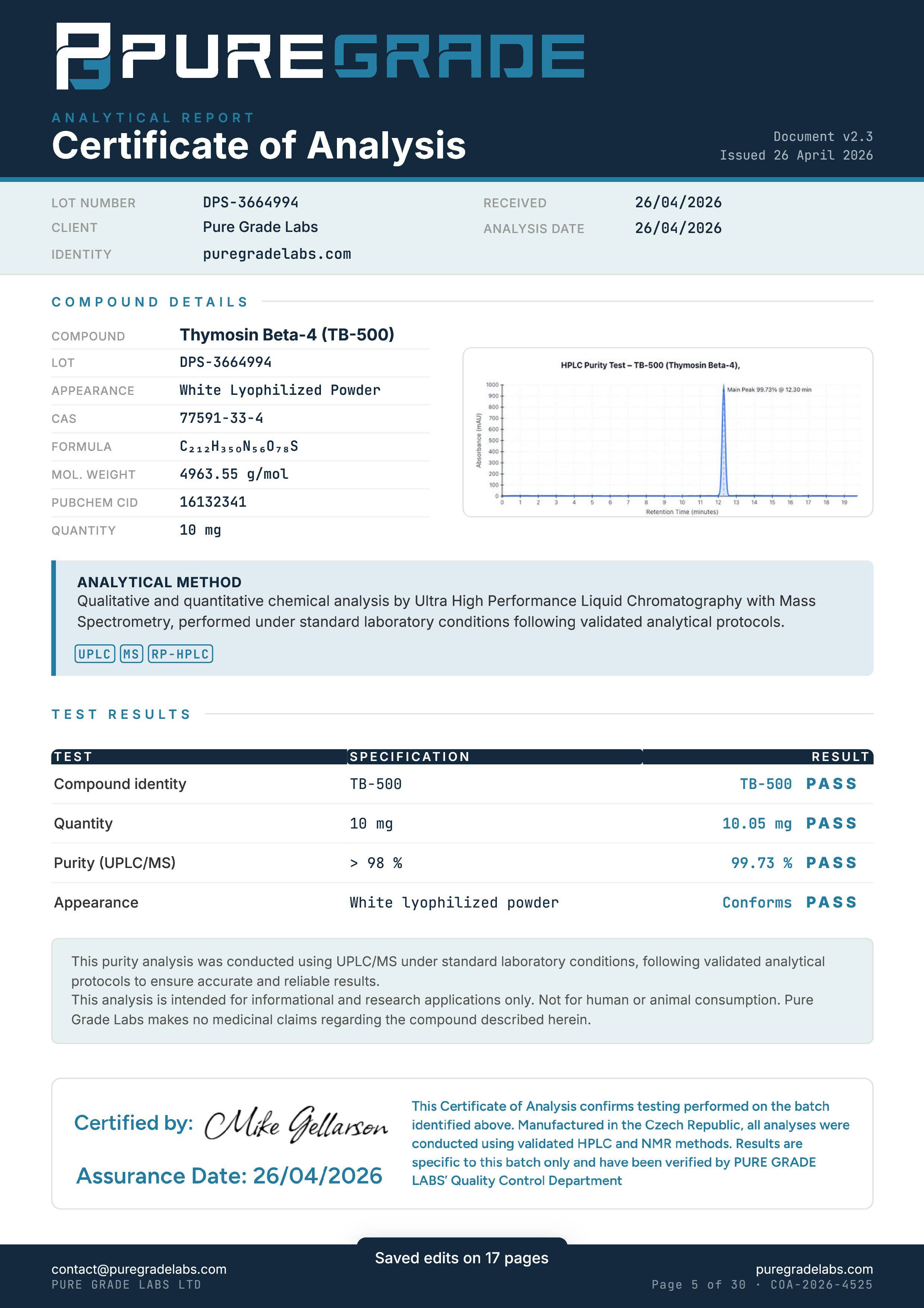 Wolverine Recovery Research Stack - Pure Grade Labs