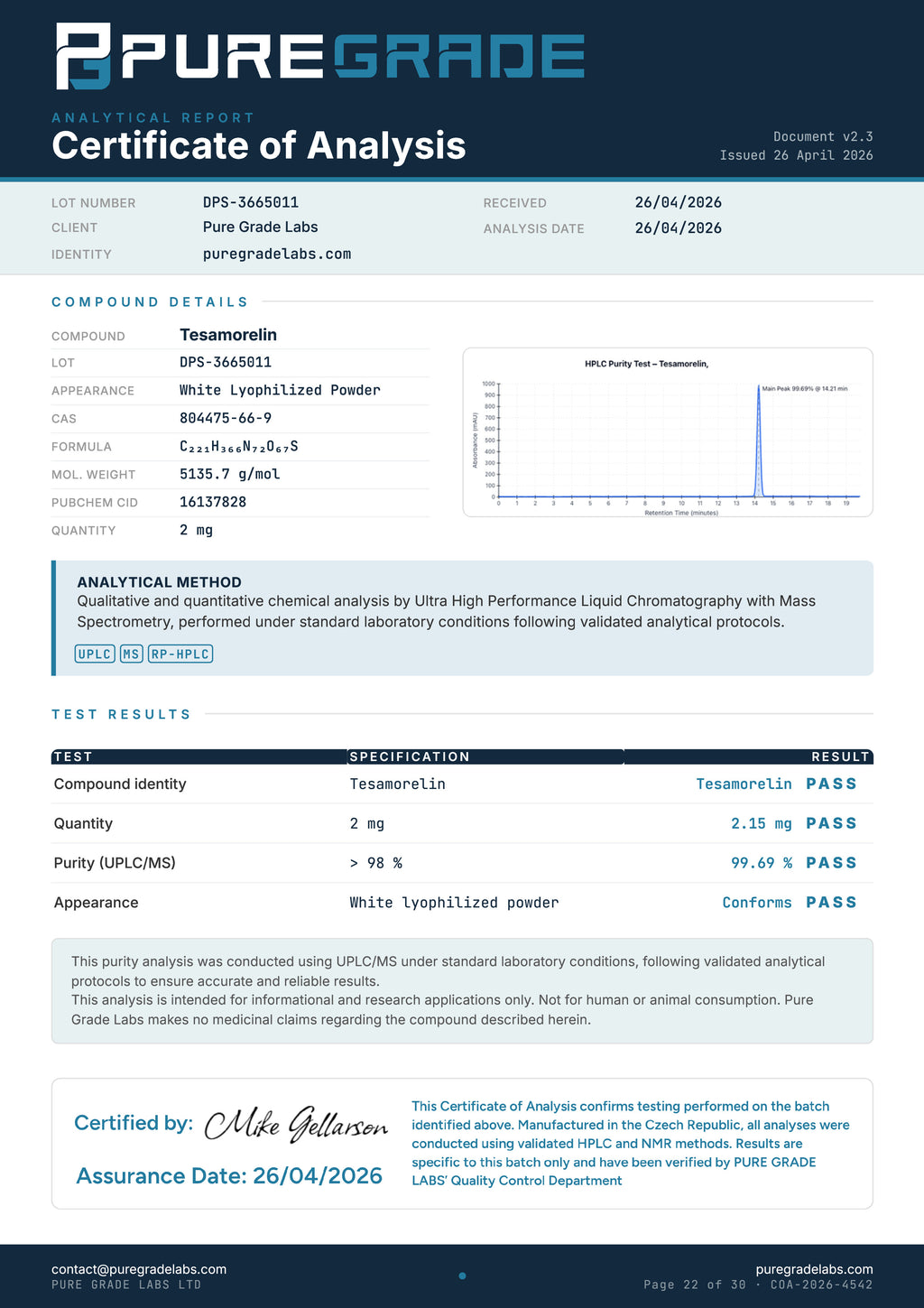 Tesamorelin: 5MG